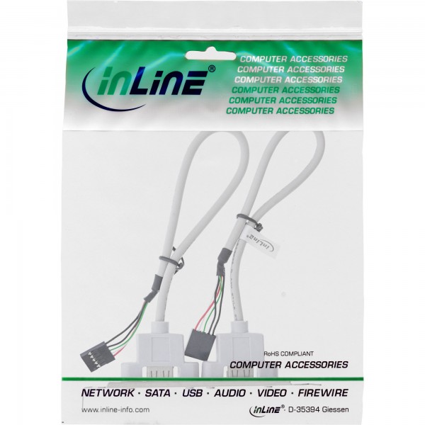 InLine Staffa PCI - 2 porta USB 2.0 esterne - 2x IDC 5 pin femmina interna - 0,3m