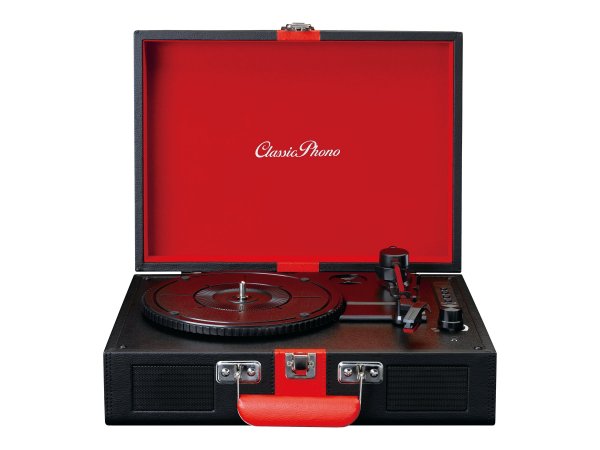 Lenco TT-110 - Giradischi con trasmissione a cinghia - Semiautomatico - Nero - Rosso - Ecopelle - Me