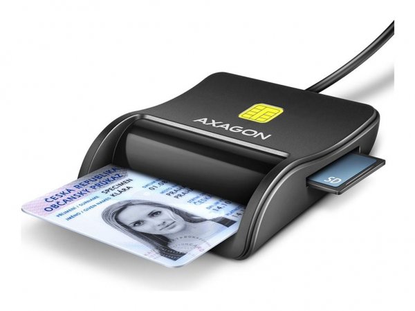 AXAGON CRE-SM3SD USB Smart Card & SD/microSD/SIM Flat - Card-Reader - Micro SD
