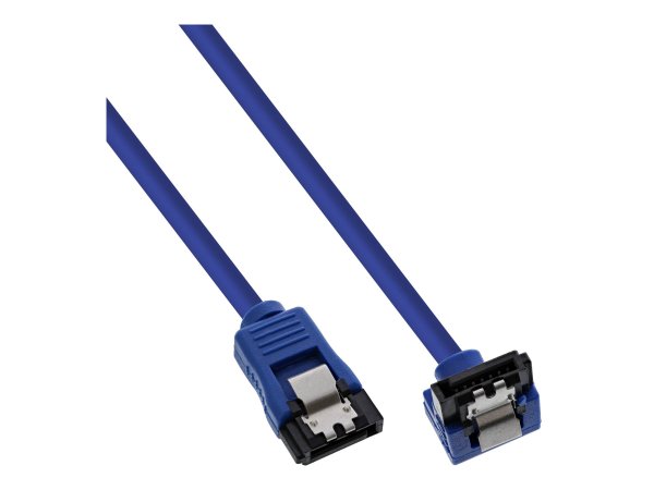 InLine Cavo SATA 6Gb/s - rotondo - angolato - blu - con linguetta - 0,3m