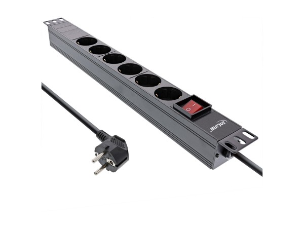 InLine Multipresa 19" 6 vie - con protezione - con interruttore - nero - 2m