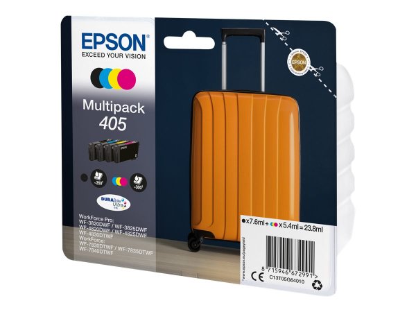 Epson 405 valigia Multipack cartuccia d'inchiostro 4 colori (BK/C/M/Y) - Resa standard - Nero - Cian