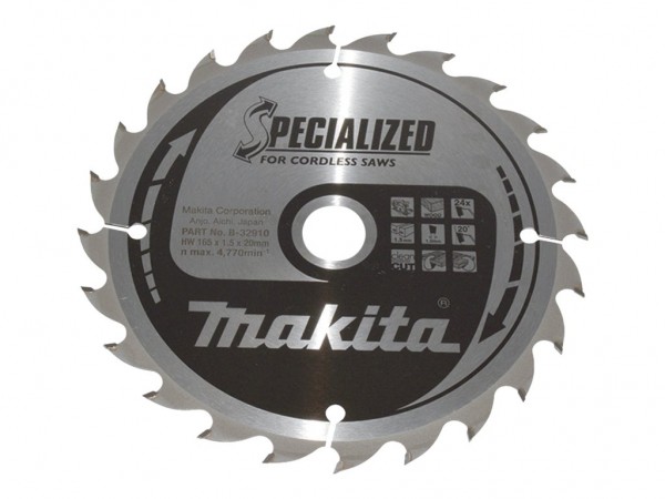 Makita Specialized B-32910 Hartmetall Kreissägeblatt 165 x 20 1 mm Zähneanzahl 24 1 St.