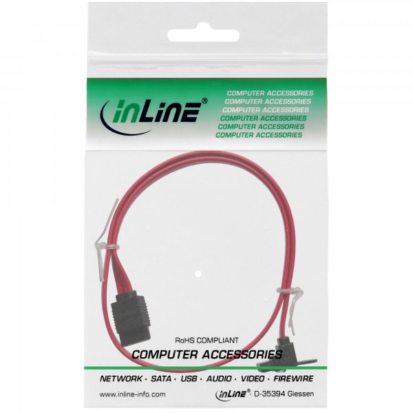 InLine Cavo SATA III 6Gb/s - rosso - 1x angolare 90° - chiusura a scatto - 0,5m