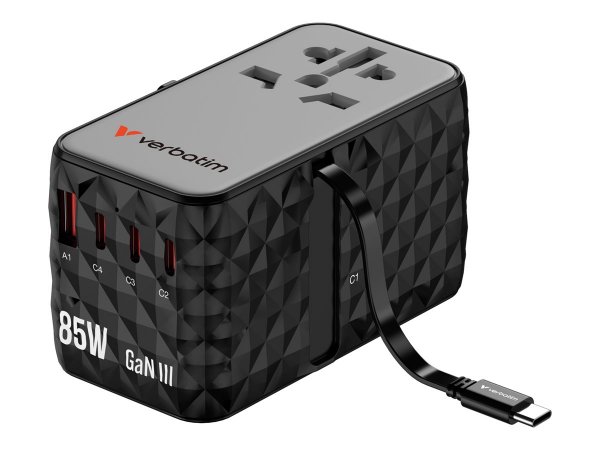 Verbatim Charge'n' Travel Diamond 85W Retractable Cable
