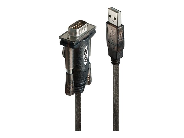 Lindy 42855 - Grigio - Trasparente - 1,5 m - USB tipo A - DB-9 - Maschio - Maschio
