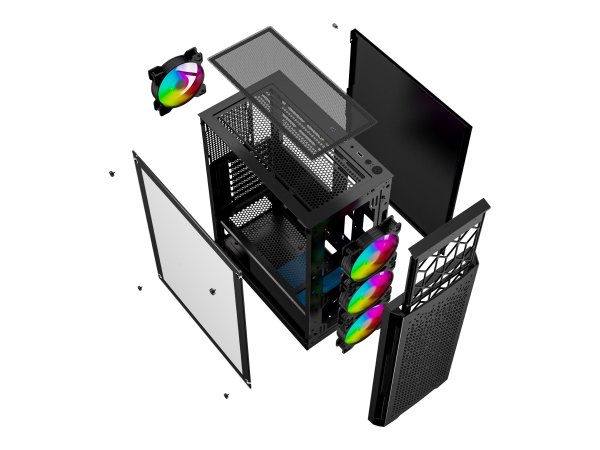 Gembird CCC-FC-400X Gaming ARGB Computergehäuse Fornax 400X schwarz - Midi/minitower - ATX