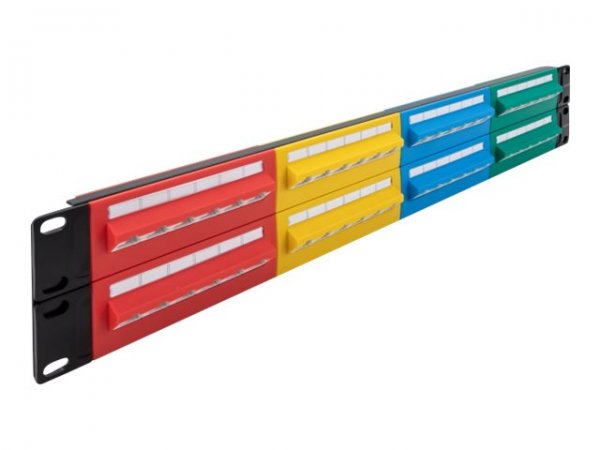 Delock Patch Panel da 19? a 48 porte Cat.5e 2U colorato - RJ-45 - LSA - 22/26 - Blu - Verde - Rosso