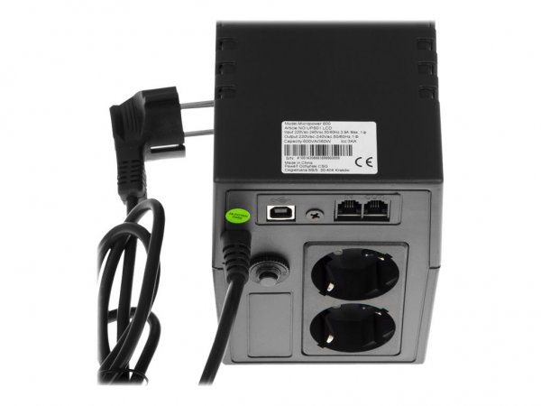 Green Cell UPS01LCD - A linea interattiva - 0,6 kVA - 360 W - Sinusoidale - 230 V - 230 V