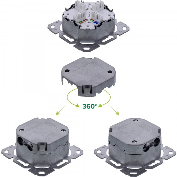 InLine Presa di rete Cat.6A - 2x RJ45 - AP/UP - schermato - bianco - 76842A
