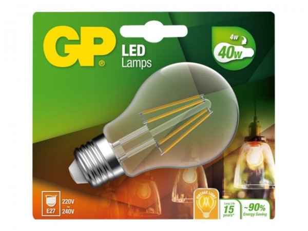 Gold Peak Industries GP Batteries 472110 - 4 W - E27 - 470 lm - 15000 h - Bianco caldo