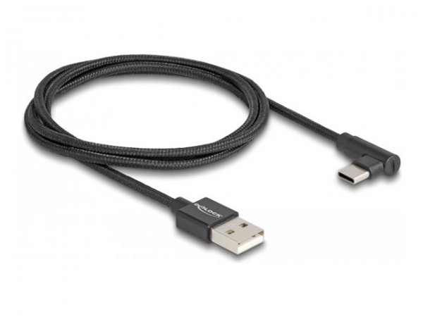 Delock Cavo USB 2.0 Tipo-A maschio per USB Type-C maschio nero con angolazione da 1 m - 1 m - USB A