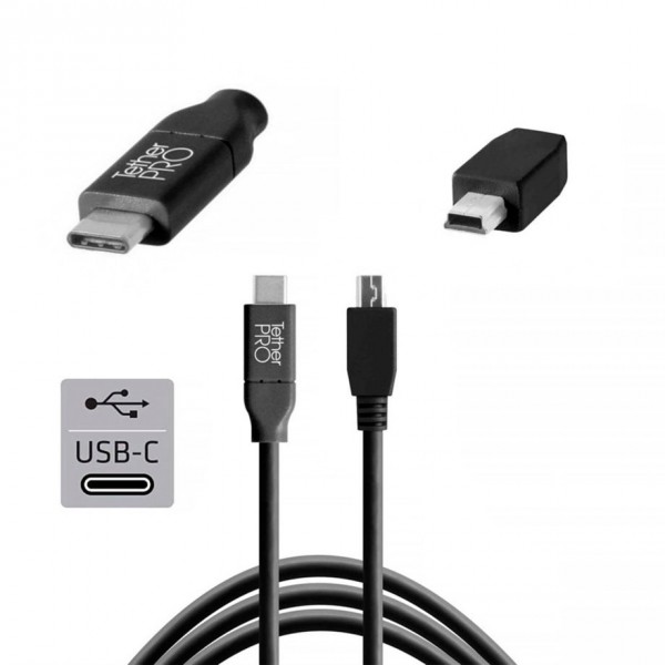 Tether Tools USB-C zu 2.0 Mini B 5-Pin 4.60m schwarz
