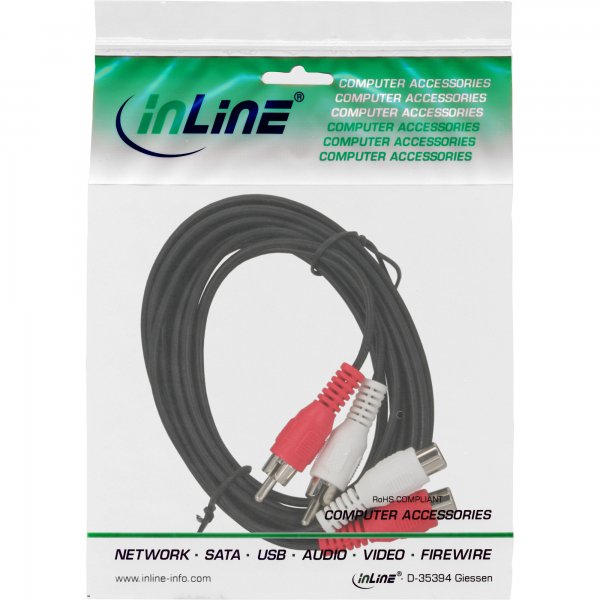 InLine Cavo Audio 2x RCA maschio / femmina - 5m - prolunga