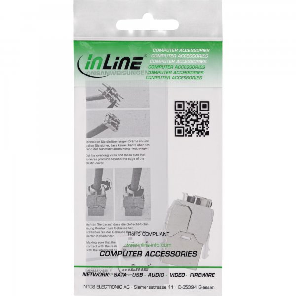 InLine Keystone RJ45 jack slim - SNAP-In - Cat.6A - fascetta integrata