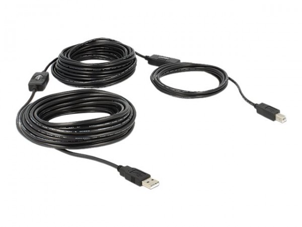 Delock 20m - USB2.0-A - USB2.0-B - 20 m - USB A - USB B - USB 2.0 - Maschio/Maschio - Nero