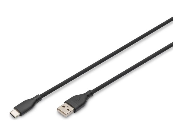 DIGITUS USB 2.0 kabel Typ C -A Silikon St/St schwarz - Cavo - Digitale/dati