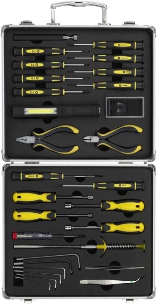 Basetech BT-1954694 Kit utensili per lavori manuali. Vligetta completa di 30pz