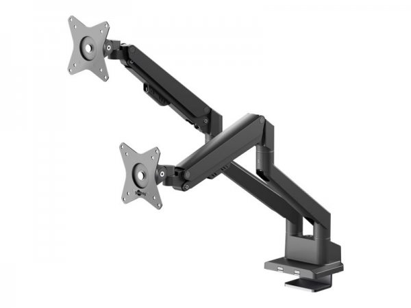 Wentronic Doppel-Monitorhalterung mit Gasdruckfeder schwarz für 2 Monitore von 17" - 32" 43