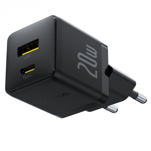 Baseus Palm USB und USB-C Ladegerät 20W EU Schwarz