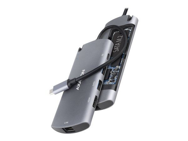 AXAGON HMC-6M2 Multiport-Hub USB 3.0 M.2-SATA HDMI Gbit-LAN 2x USB-A 1x