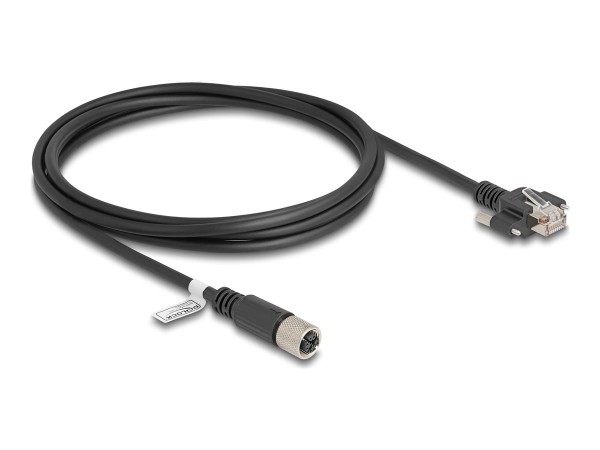 Delock M12 Kabel X-kodiert Buchse zu RJ45 Stecker Cat.6A S/FTP - Cavo - Rete