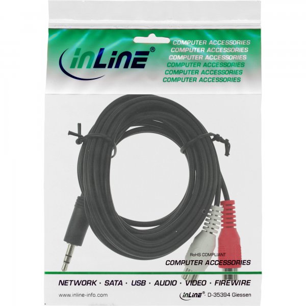 InLine Cavo Audio Jack 3,5mm M a 2x RCA F - 3m - prolunga