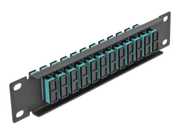 Delock Pannello patch da 10? in fibra ottica a 12 porte per SC Duplex azzurro 1U nero - Fibra - SC -