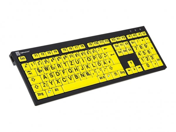 Logickeyboard XL Print NERO - Full-size (100%) - Cablato - USB - QWERTZ - Nero - Giallo