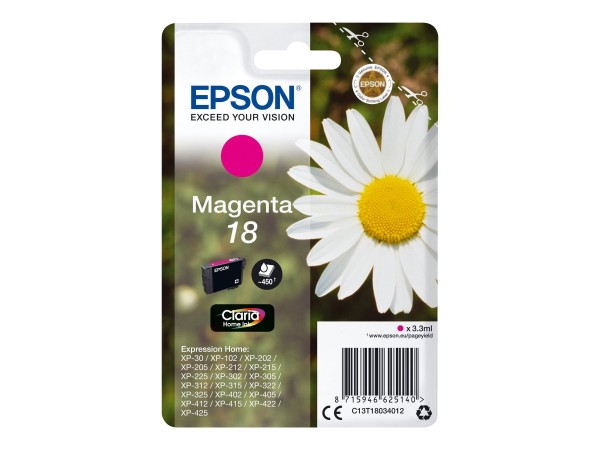 Epson No 18 18 18 Magenta C13T18034012 - Originale - Cartuccia di inchiostro