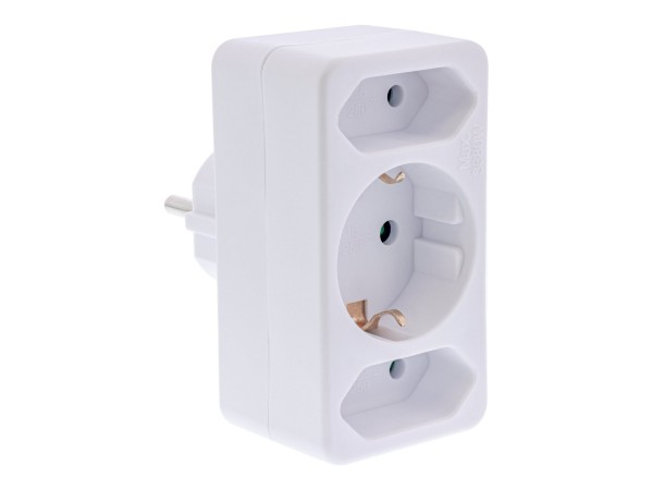 InLine Adattatore spina con terra a 2 prese Euro+1 presa con terra - bianco