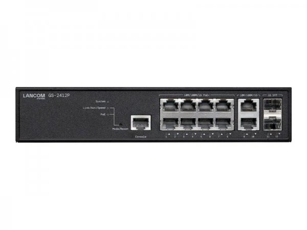 Lancom GS-2412P - Switch - managed - 8 x/1000 PoE++ 2 1 Gigabit SFP+ 2 - Interruttore - 24 Gbps