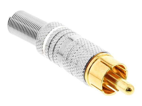 InLine Spina RCA a saldare - argento - anello bianco - per cavo 6mm