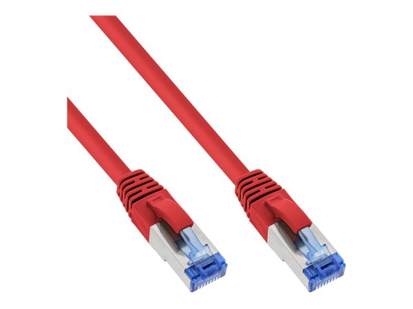 InLine Cavo patch Lan - S/FTP(PiMf) - Cat.6a - 500MHz - CU - halogenf. - rosso - 0,25m