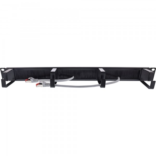 InLine Piastre passacavi 19" con inserto a spazzola e 4 staffe - 1U - RAL 9005