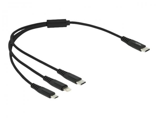 Delock Cavo di ricarica USB 3 in 1 USB Type-C a Lightning / Micro USB / USB Type-C da 30 cm - 0,3 m