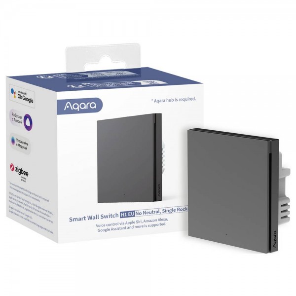 Aqara Smart Wall Switch H1 No Neutral Single Rocker grau HomeKit