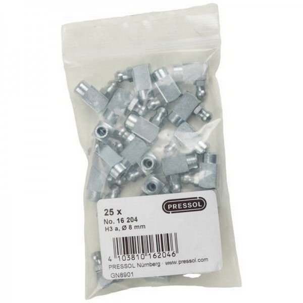 Pressol 16 204 Ingrassatore Conico H3 90° Ø 8 mm - 25 Pezzi
