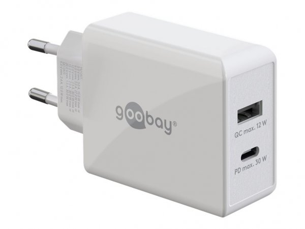 Goobay Dual USB-C PD Schnelllade- gerät 30W weiß
