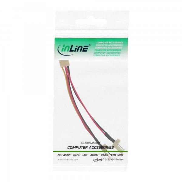 InLine Cavo alimentazione ventole da 3pin Fan F - 2x 3pin Fan M - 0,10m