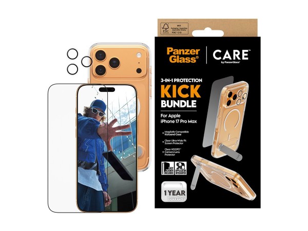 PanzerGlass CARE 3-in-1 Feature Kick Bundle iPhone 17 Pro Max
