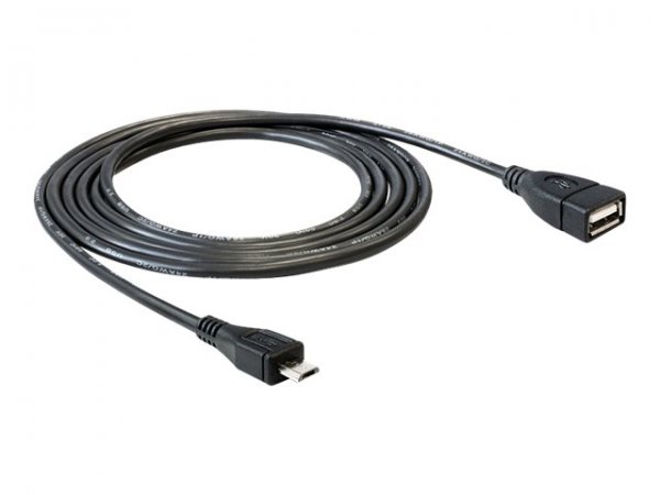 Delock 50cm USB micro-B/USB2.0-A - 0,5 m - Micro-USB B - USB A - USB 2.0 - Maschio/Femmina - Nero