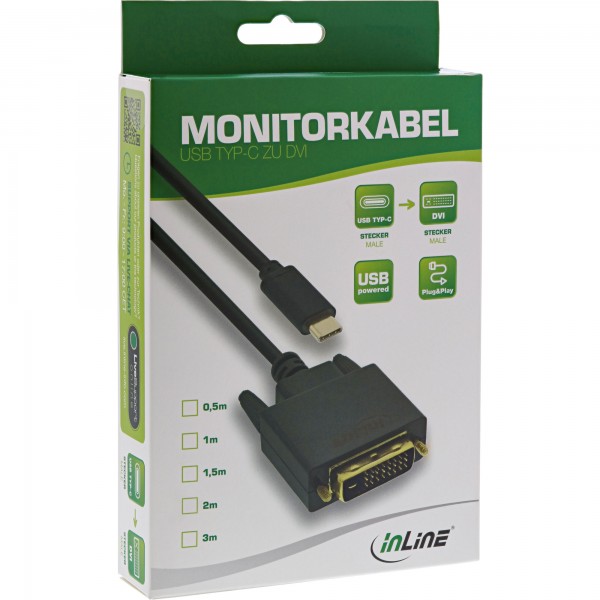 InLine Cavo display USB - spina USB-C a spina DVI (DP Alt mode) - nero - 1m