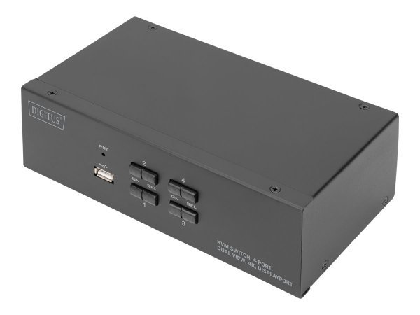 DIGITUS Switch KVM - 4 porte - Dual Display - 4K - DisplayPort® - 3840 x 2160 Pixel - 4K Ultra HD -