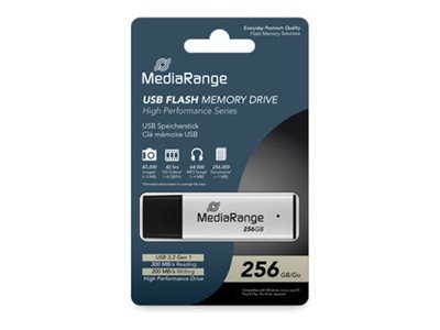 MEDIARANGE MR1903 - 256 GB - USB tipo A - 3.2 Gen 1 (3.1 Gen 1) - 220 MB/s - Cuffia - Nero - Argento