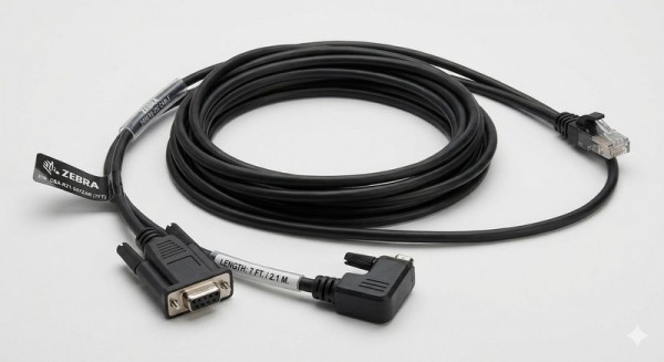 Zebra DS55 RS-232 Cable 7ft. w/Right Angle Connector