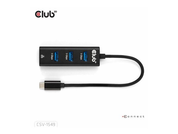 Club 3D CSV-1549 Usb C 3.2 Gen1 Hub 3 A Ports RJ45 Black