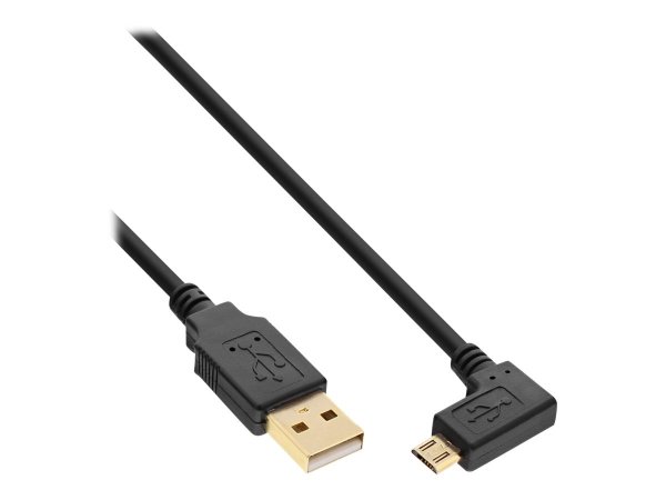 InLine Cavo USB 2.0 Micro - Am/ Micro B M - Angolato - dorato - nero - 1,5m
