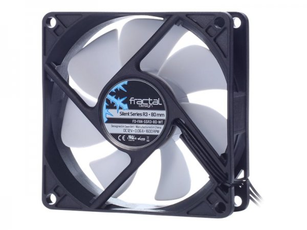 Fractal Design Silent Series R3 80 mm - Ventilatore - 8 cm - 1600 Giri/min - Nero - Bianco