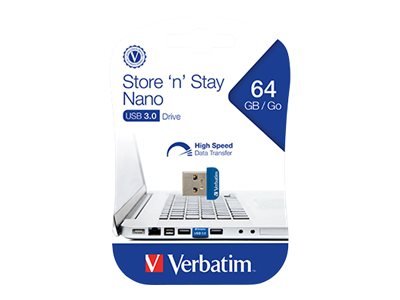 Verbatim Store 'n' Stay NANO - Memoria USB 3.0 da 64 GB - Blu - 64 GB - USB tipo A - 3.2 Gen 1 (3.1